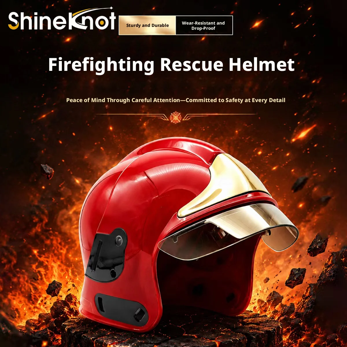 SHINEKNOT New Fire Helmet Gold Coated Helmet New Fire Helmet Full Helmet Double Sided Cover Fire Helmet