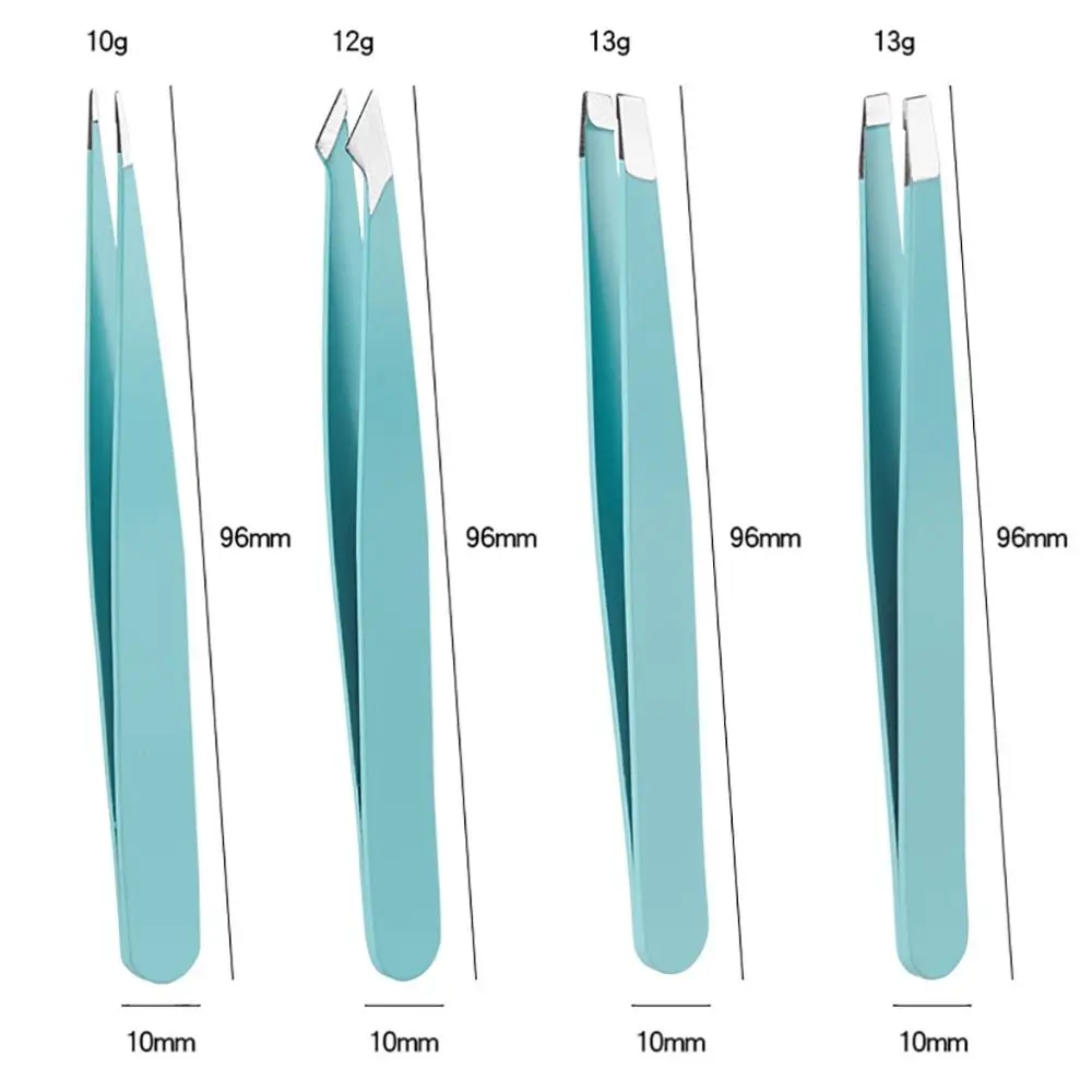 스테인리스 스틸 전문 눈썹 트리밍 클립, 미용 도구 스틱, 인조 속눈썹 트위저 세트, 4 피스