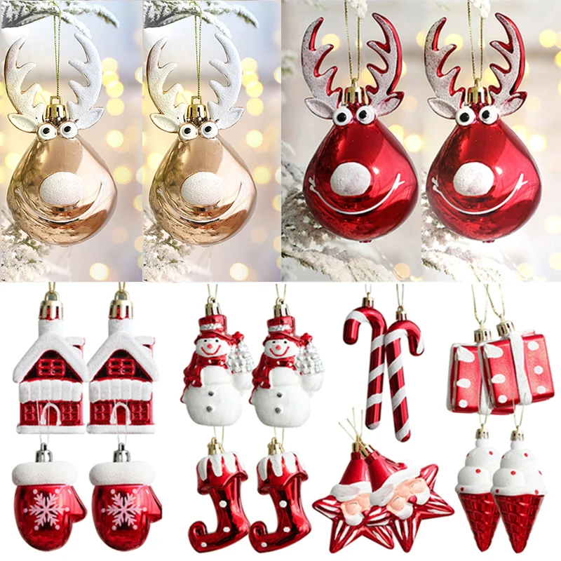 2pcs Elk Christmas Ball Ornaments Xmas Tree Hanging Pendants Christmas Decorations for Home Navidad New Year Gift Supplies Noel