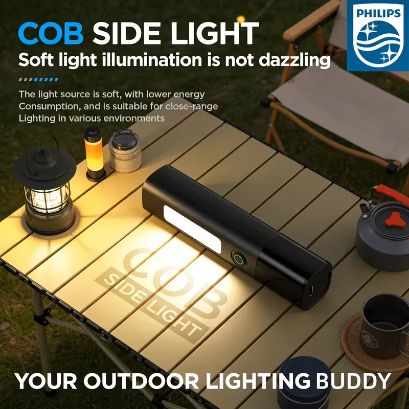 Portable flashlight 5W strong power, 96g lightweight and easy to carry, 2000mAh large battery achieves 8.5 hours long-lasting
