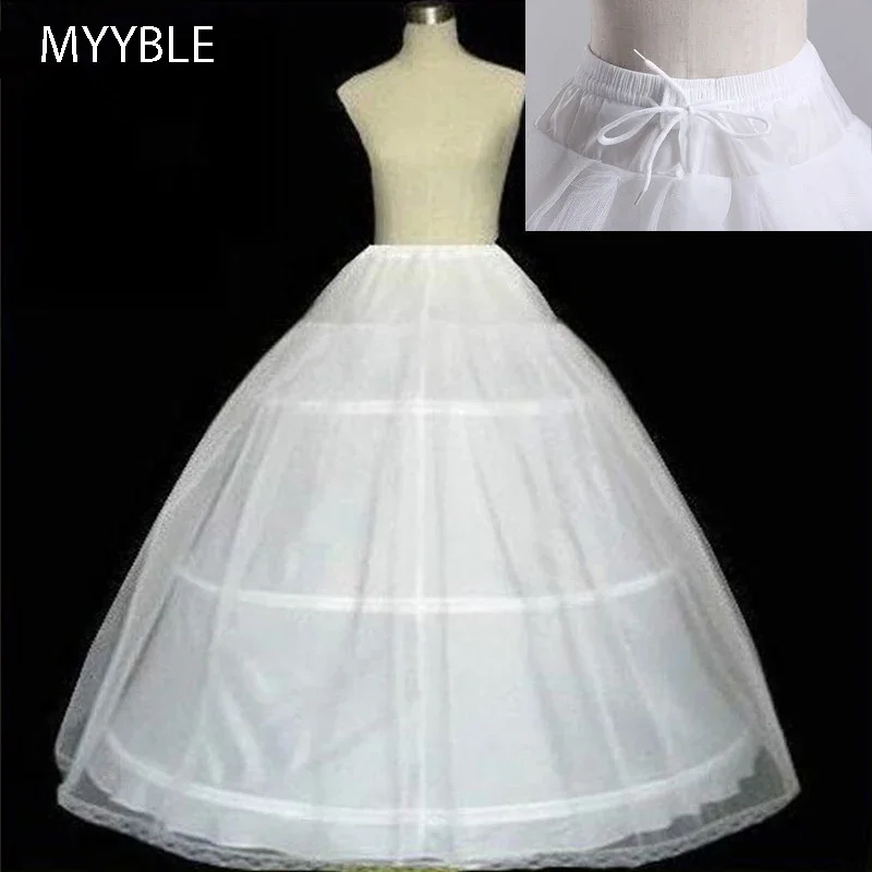 

MYYBLE High Quality White 3 Hoops A-Line Petticoat Crinoline Slip Underskirt For Ball Gown Wedding Dress In Stock