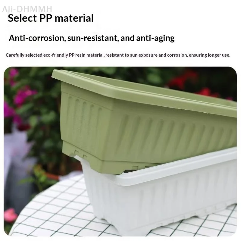 ZLinKJ 1Pcs Outdoor Indoor Plant Pot Rectangle Plastic Flower Box With Drainage Large Planter For Garden Window Sill Flowerbed