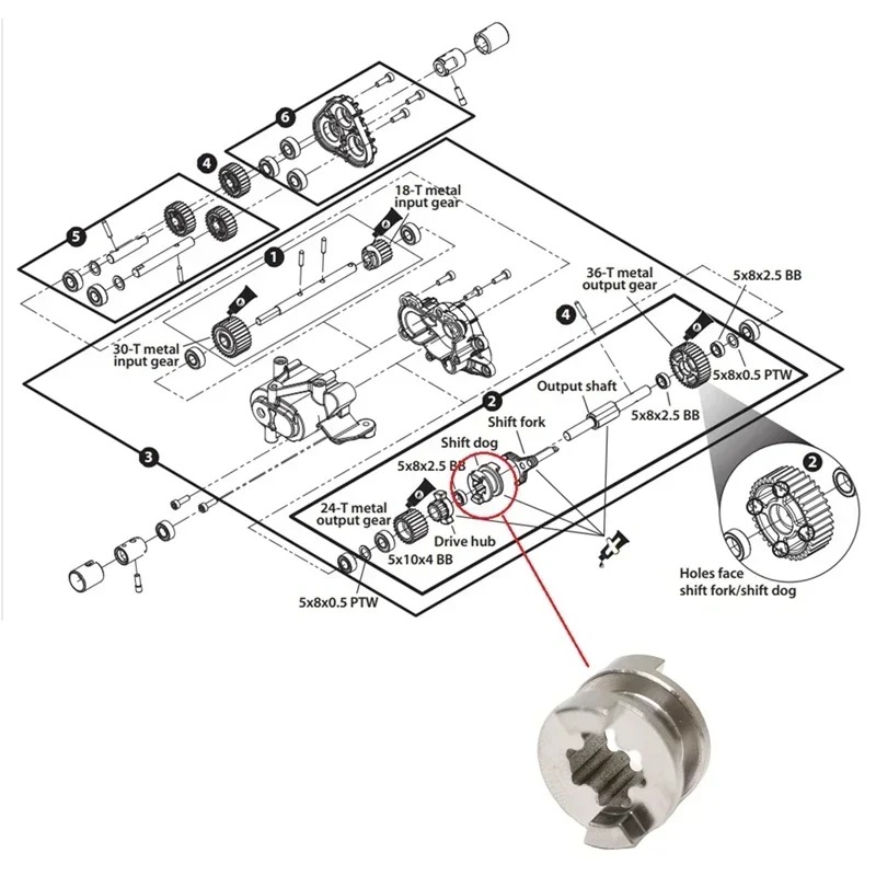 Metal Transmission Gearbox Shift Dog & Fork Set for Traxxas TRX4 - 1/10 RC Crawler Upgrade Parts (Heavy-Duty Gears)