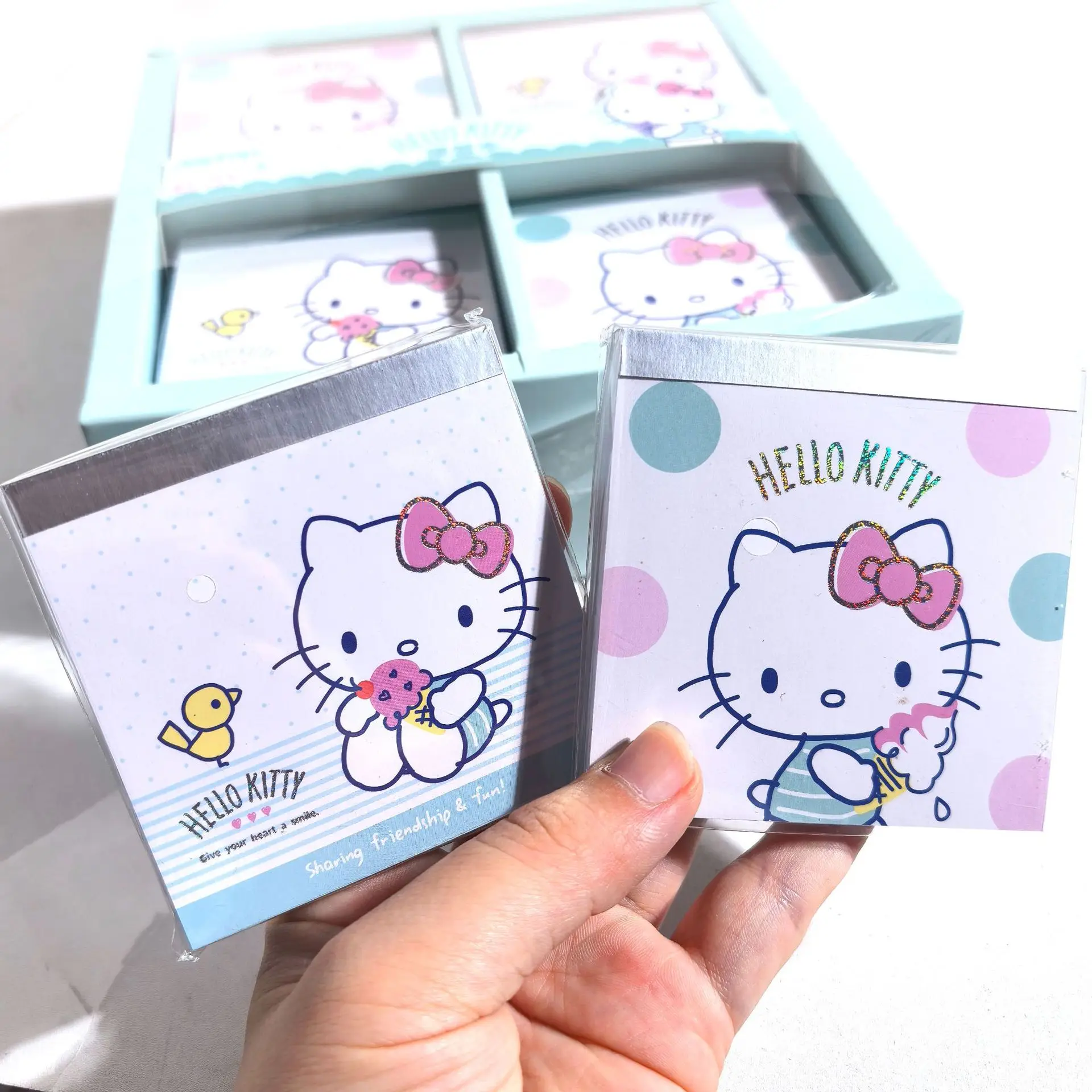 Genuine Sanrio Hello Kitty Portable Sticky Notes Memo Pad Desk Notepad for Office Study Diary Planner Message Writing Supplies