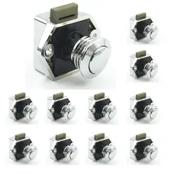 10pcs Furniture Door Lock Camper Car Push Lock RV Caravan Boat Motor Home Cabinet Drawer Latch Button Locks  Hardware