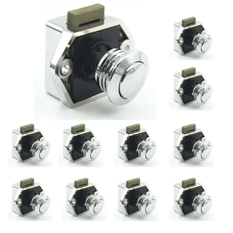 10pcs Furniture Door Lock Camper Car Push Lock RV Caravan Boat Motor Home Cabinet Drawer Latch Button Locks  Hardware