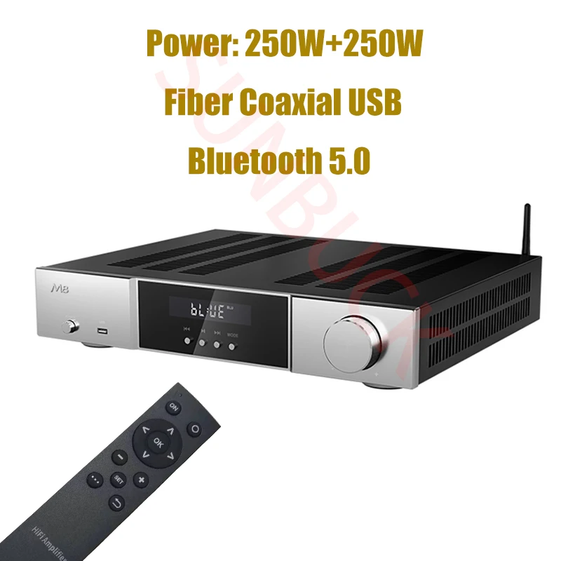 

SUNBUCK M8 TPA3251D2 2.1 power 500W Amp Fiber Coaxial USB Bluetooth Amplifier Remote Control Class D HiFi Stereo Audio Amplifier