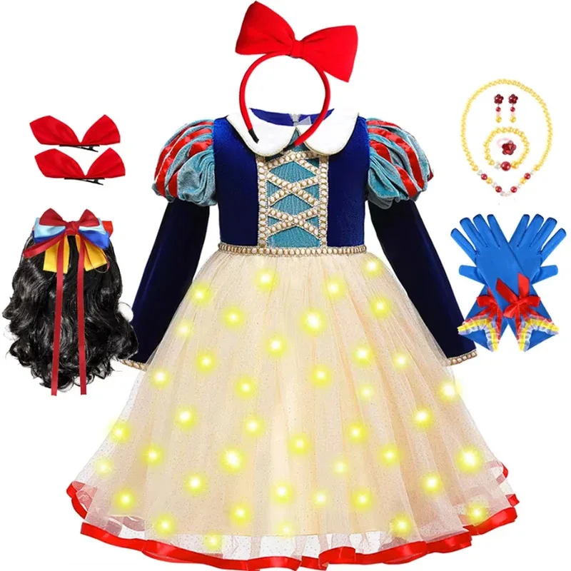 

Snow White Fancy Princess Girls Dress Kids Carnival Christmas Halloween Party Costume Children Birthday Clothing