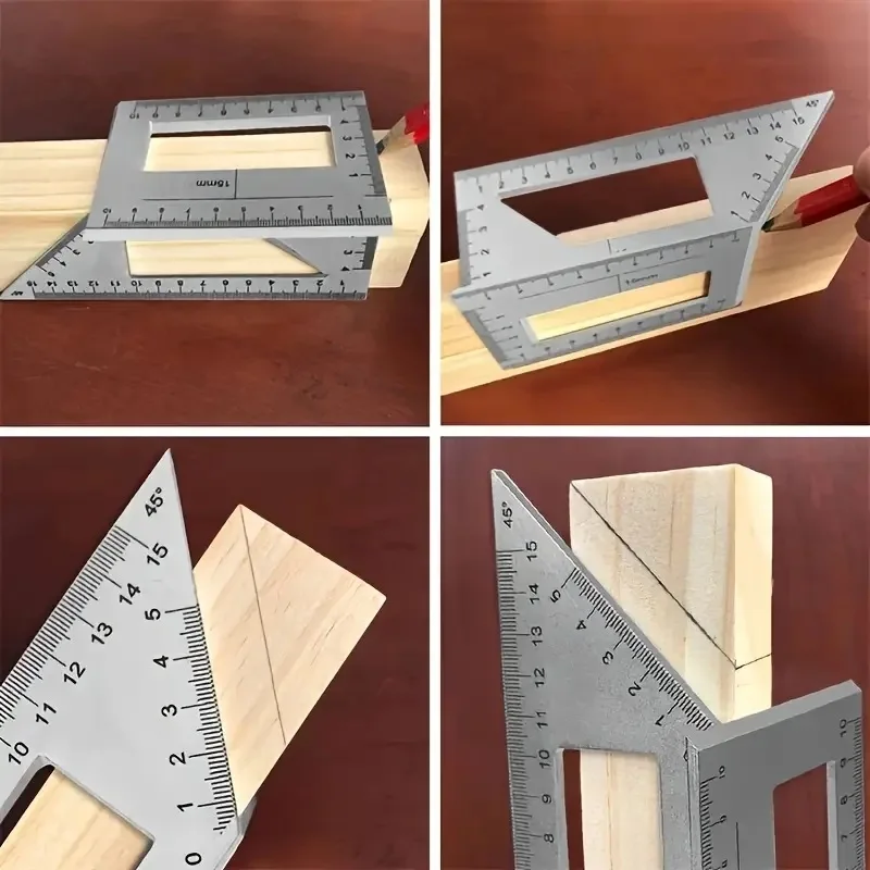 Multifunktionales Winkellineal, 45–90 Grad, Aluminiumlegierung, präzise Holzbearbeitung, quadratisches Winkellineal, Markierungslehre, Tischlerwerkzeug – Detail 8