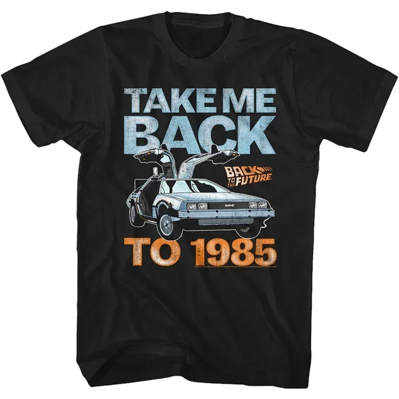 Street Fashion Short-sleev Back To The Future Vintage Car GRAPHIC T Shirt  Ropa Hombre For Men Black Humor Graphic Tshirts