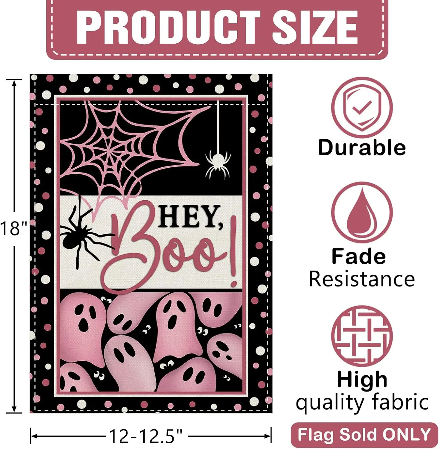12X18in Pink Halloween Spooky Ghost Decorative Garden Flag