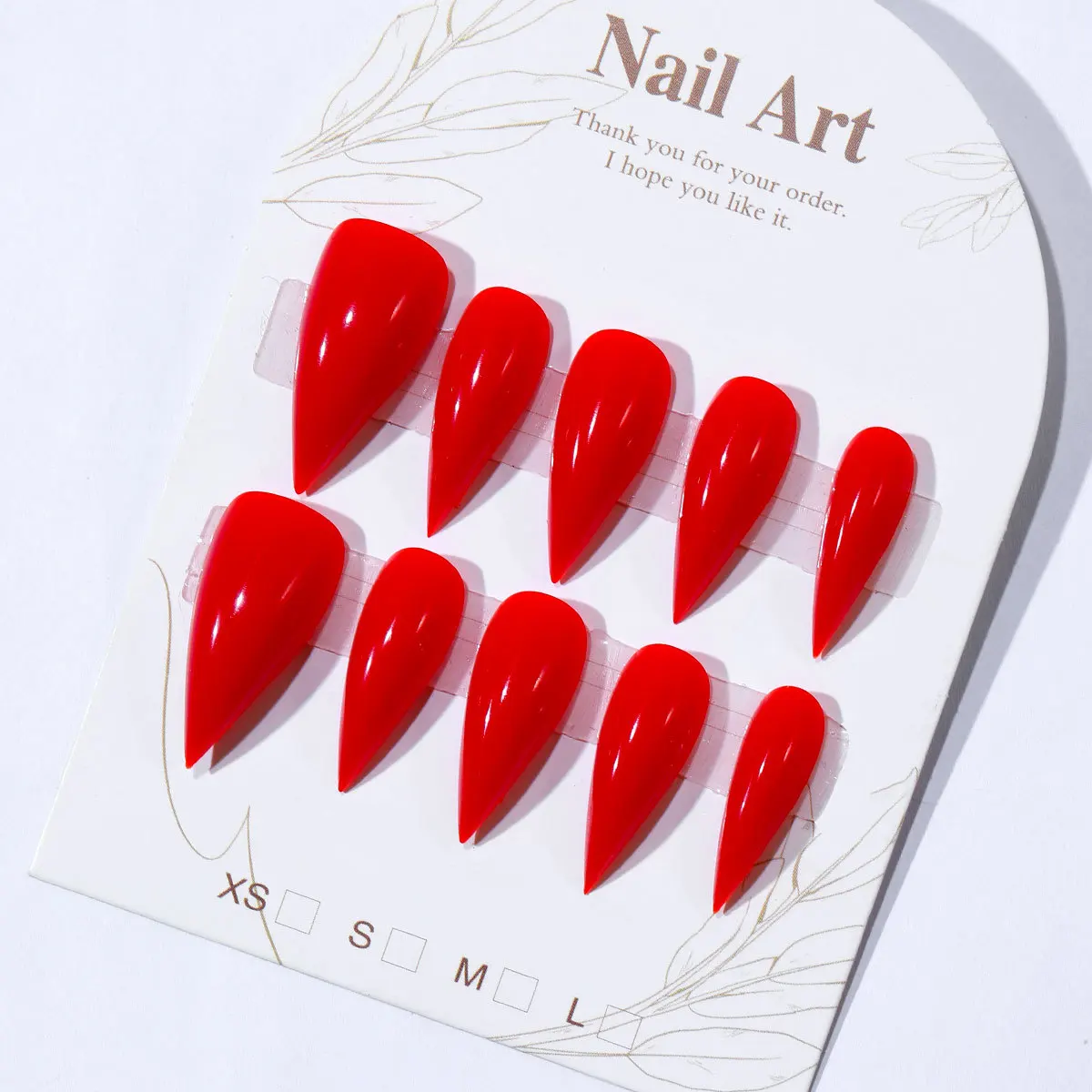 24Pcs Cat's Paw Shape Full Cover Simple Fake Nail Fashion Red Detachable Nail Tips Dragon Claw Design Wearable False Nail Set