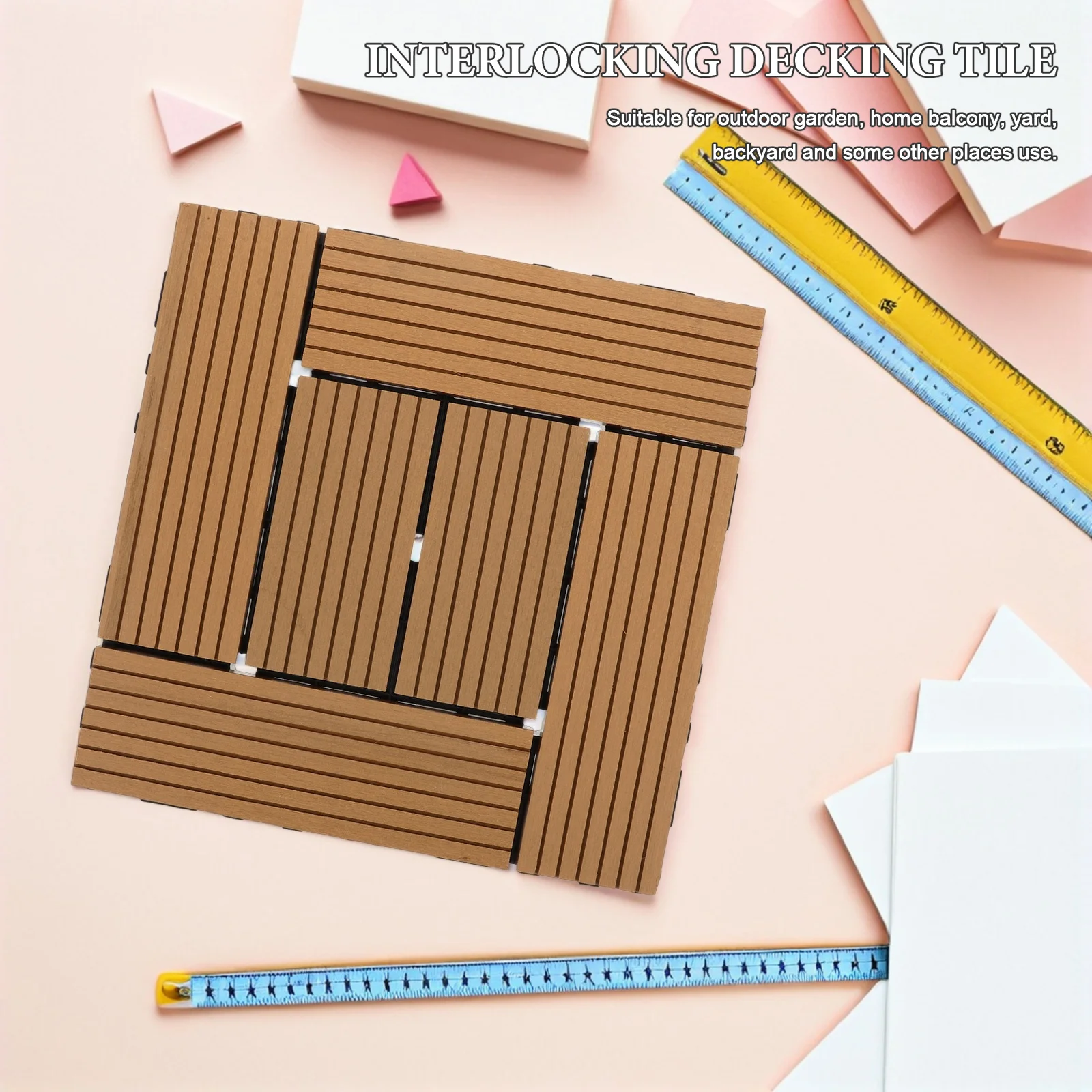 

Plastic Composite Interlocking Deck Tiles 30.5x30.5x2cm Outdoor Patio Balcony Garden Terrace Deck Flooring Weather Resistant Non