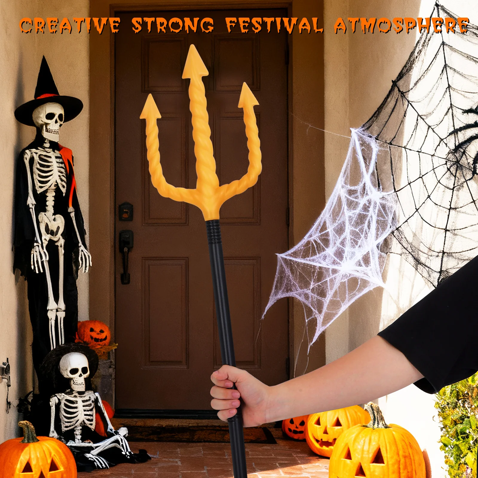 Trident d'imitation en plastique pour Halloween, accessoire décoratif léger pour fête Cosplay, carnaval, accessoire de photographie