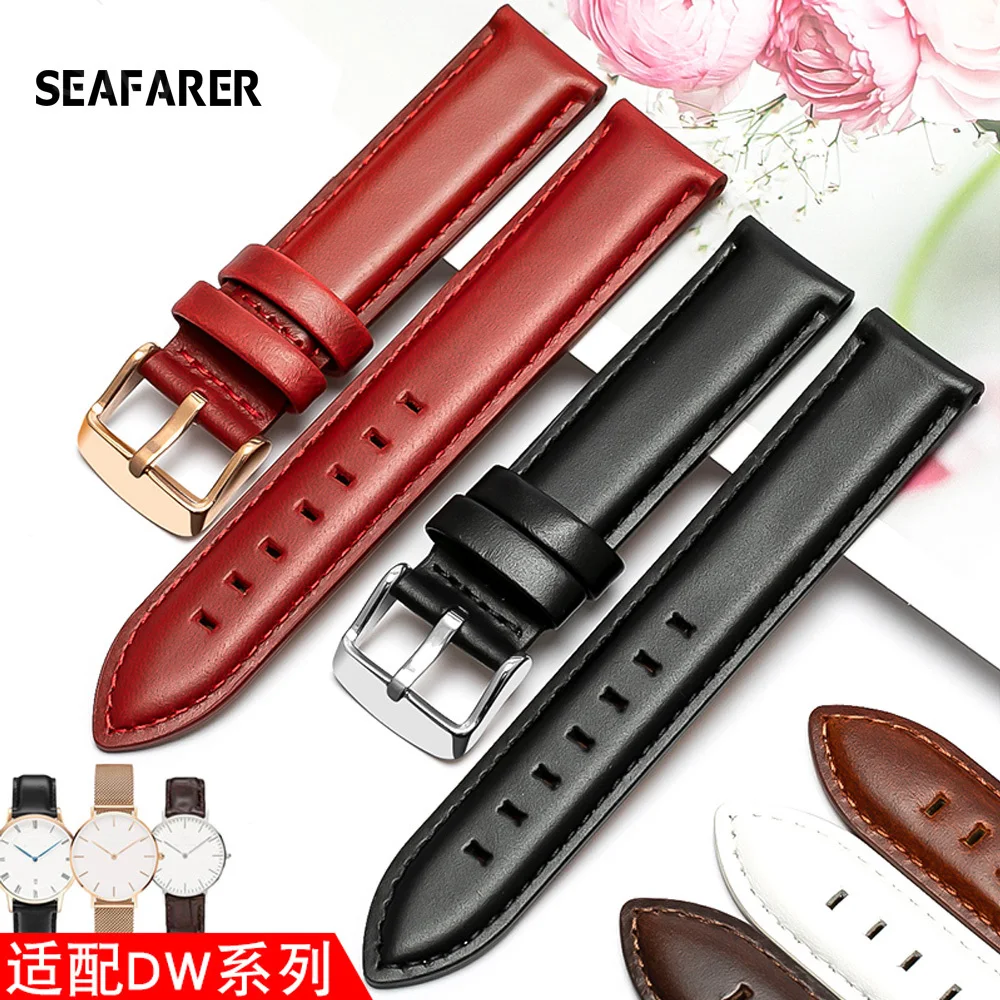 SEAFARER Quality Genuine Leather Watch Band 13mm 14mm 16mm 17mm 18mm 19mm 20mm Watchbands For DW Daniel Wellington Watch Strap