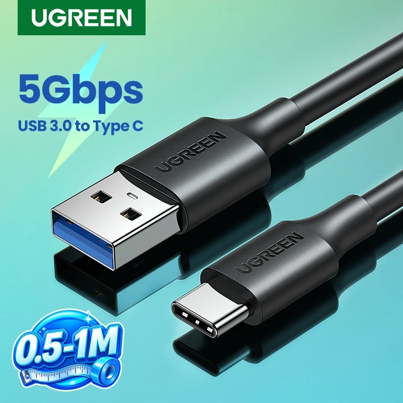 UGREEN Cabo USB C 5 Gbps USB3.0 A para USB C para iPhone 17 16 15 iPad Samsung S25 S24 para Switch M2 SSD NVME USB3.0 Cabo de dados 18W