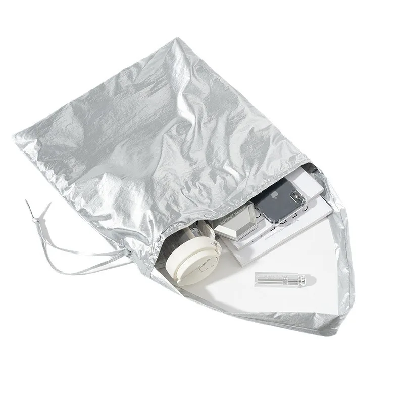 Fashion Solid Colour Women's Shoulder Bag Large Capacity Casual Drawstring Tote Bag Korean Style College Student Messenger Bag