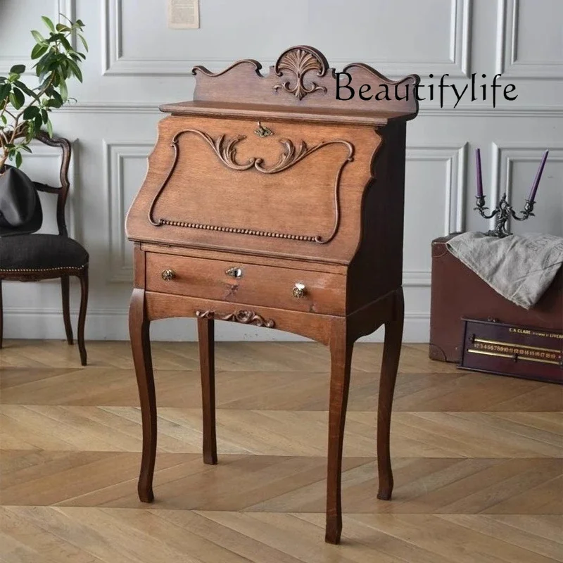 

integrated bedroom dressing table, high-end medium and ancient style French retro solid wood dressing cabinet, storage cabinet