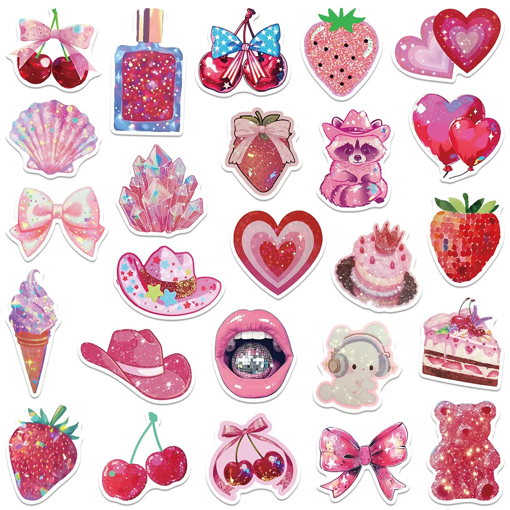 

10/30/50PCS Cartoon Red Rose Girl Style Graffiti Stickers Personalized Creative DIY Pencil Case Luggage Scooter Helmet Desk