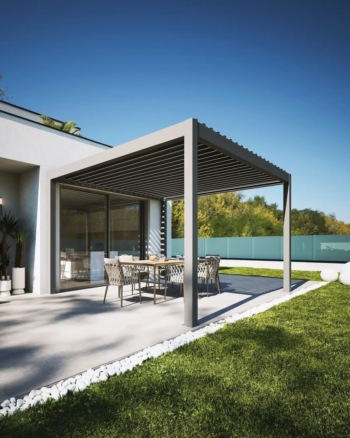 

Louvered Aluminium Pergola Morden Motorized Louver Pergola Rainproof Outdoor Bioclimatic Aluminum Pergola Waterproof Louver Roof