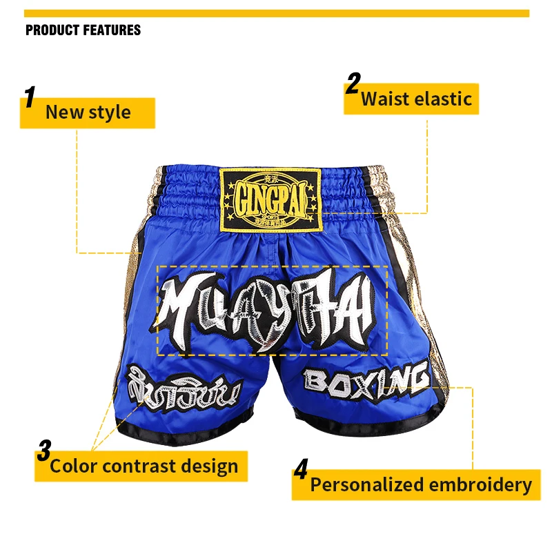 الرجال النساء الاطفال الملاكمة التايلاندية السراويل التطريز التايلاندية سراويل ملاكمة الساتان BJJ MMA الملابس رياضة تصارع قفص القتال كيك بوكسينغ السراويل #4