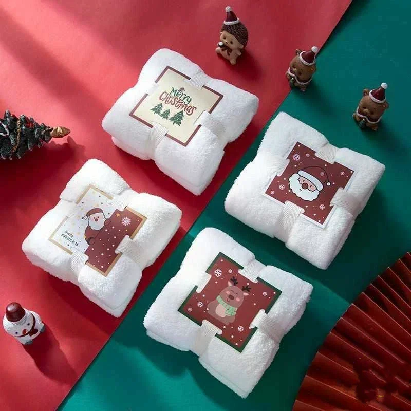 Christmas Cute Cotton Hand Towel Set - Absorbent Quick-Dry & Skin-Friendly, Adorable Holiday Bath Towels