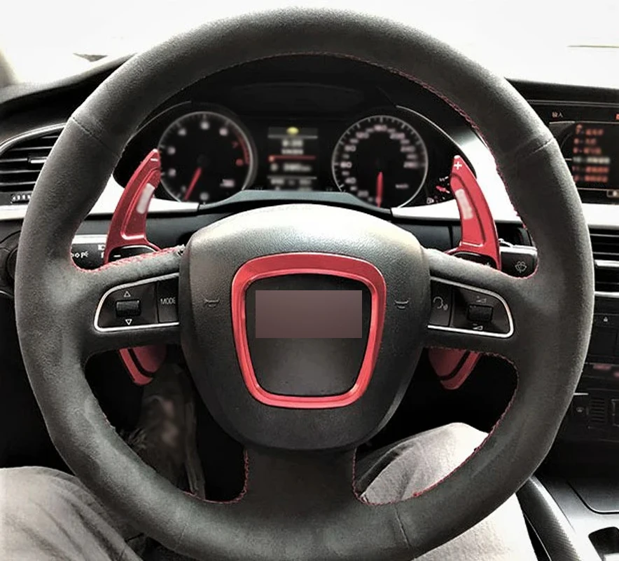 

Alcantara Steering Wheel Cover Real Leather Red Thread Steering Wheel Wrap Car Accessoires for Audi A3 (8P) A4 (B8) A5 A6 (C6)