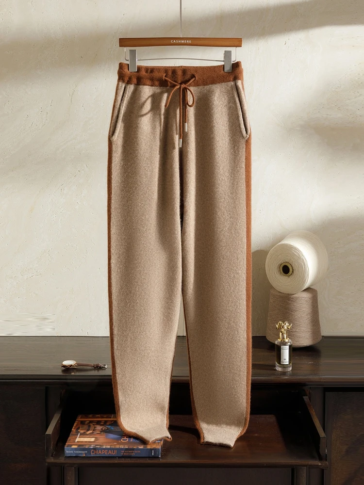 CHICUU Men's 100% Cashmere Hoodie Pullover Pants Set Autumn Winter Thick Heavyweight Cashmere Knit Sweater Jumper Trousers Suit