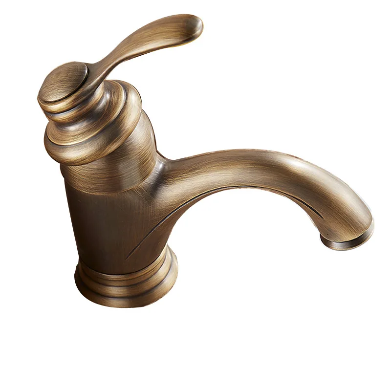 

Hot and cold bronze pure copper European bathroom cabinet under counter basin faucet