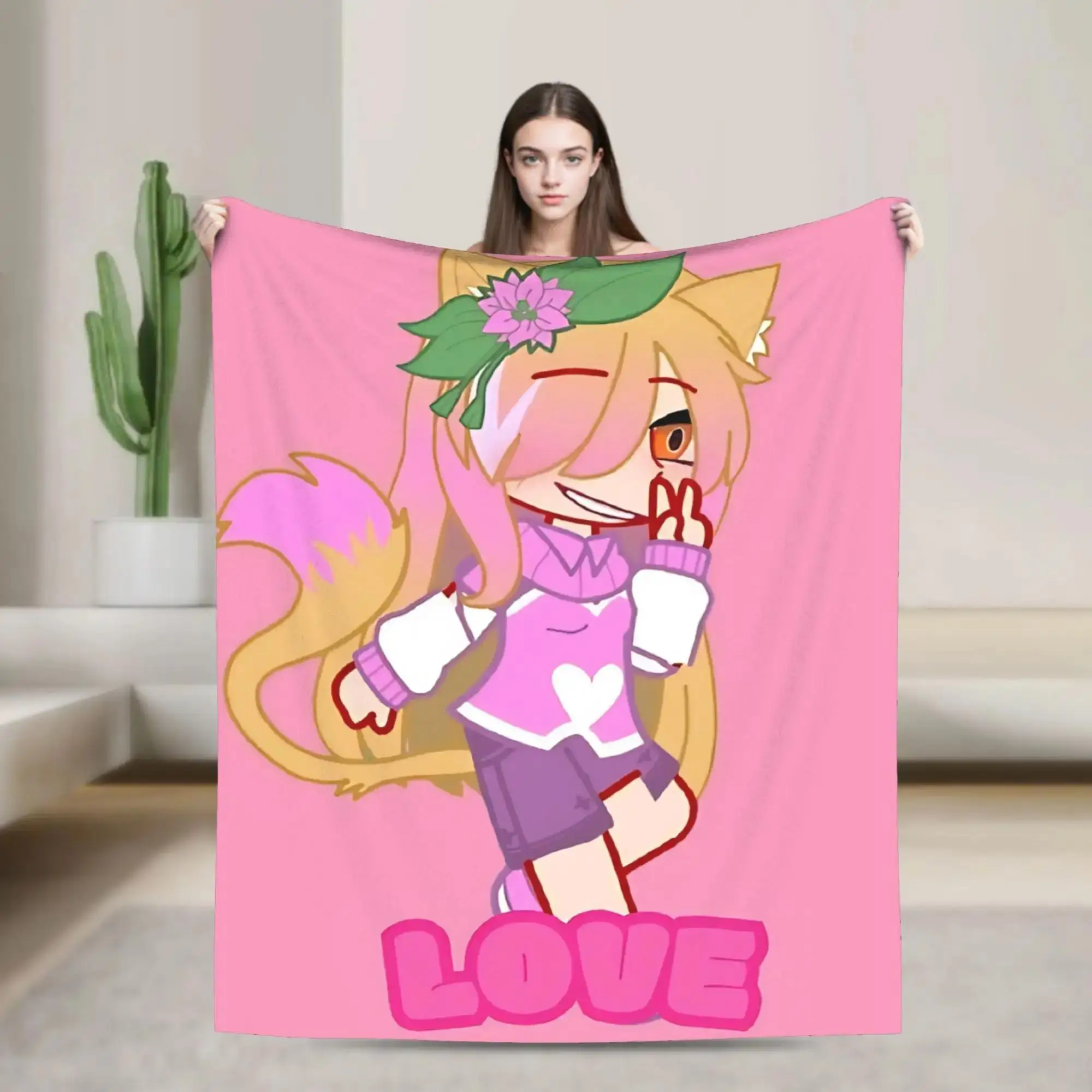 

Love Girl Gacha Blanket Warm Soft Aesthetic Plush Throw for Couch Bed Picnic Flannel Bedspread Cover