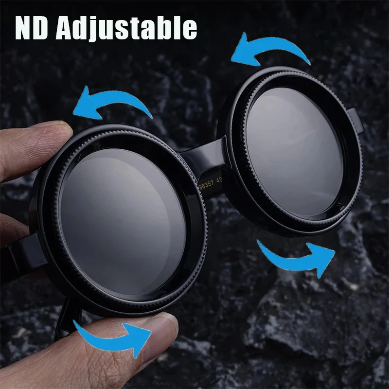 

2025 New Nd Adjustable Round Frame Polarised Sunglasses Men Outdoor Travel Driving UV400 Sunscreen Premium Sunglasses