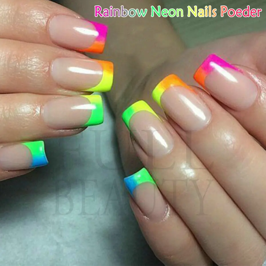 1 Case neonowy fosforyzujący proszek gwoździe tęczowy kolor fluorescencja żółty zielony Ombre odblaskowy Pigment do Manicure zanurzenie pyłu NTYE