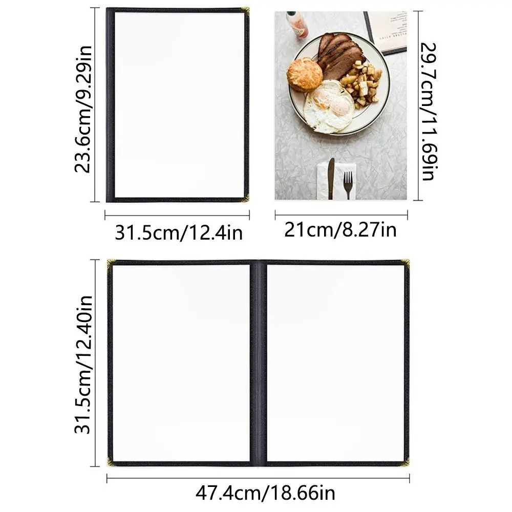 Opvouwbare PVC Transparante Menu Cover Metalen Hoeken A4 A4 Menu Papierhouder Beschermende Waterdichte Menu's Prijs Display Boek