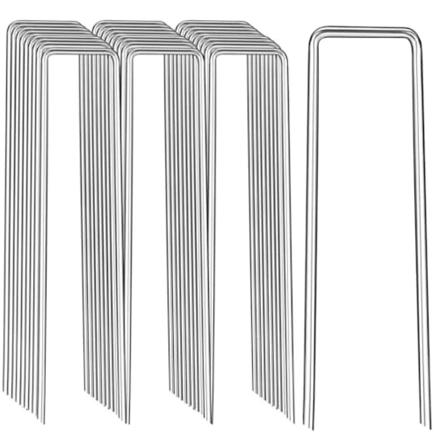 

Landscape Staples Inch//// Pack 8 Gauge U-Shaped Galvanized Garden Stakes Heavy Duty Ground Stakes for Outdoor Decorations Fixe