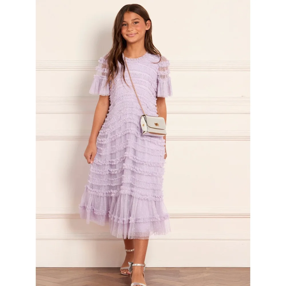 Customized Tulle Mini Flower Girls Dress for Wedding 2026 Ruffled Kids Gown Luxury Birthday Party First Communion Kids Gowns