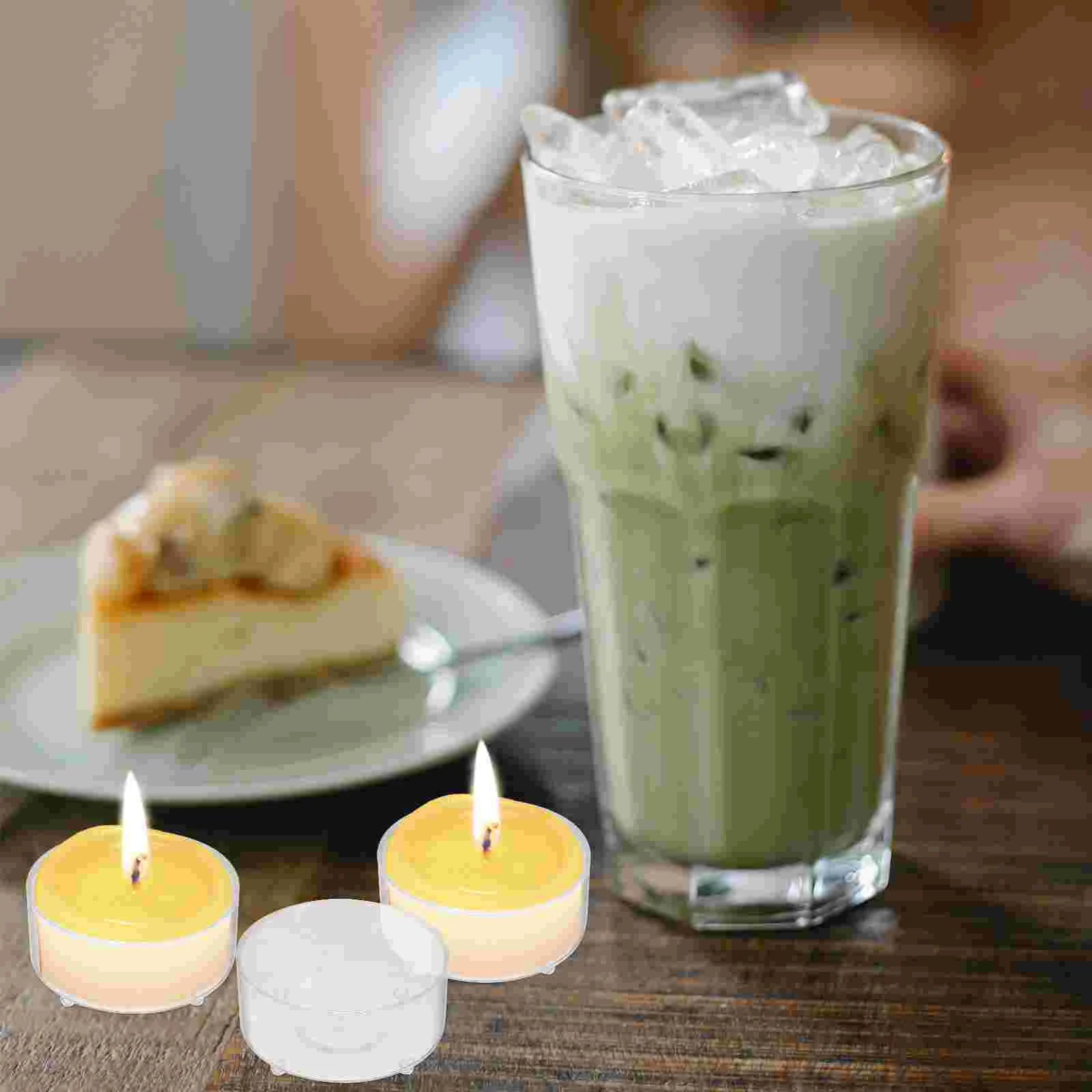 100 Pcs Holders Candy Containers for Temple Clear Cup Cylinder Tea Light