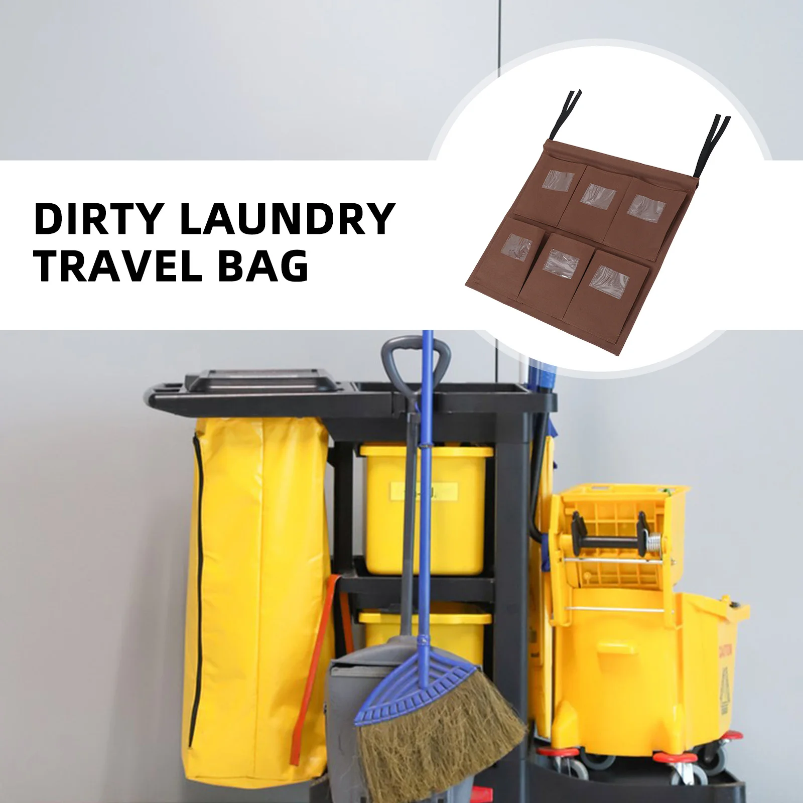 

Hotel Room Work Cart Cleaning Bag Cloth Storage Organizer Transparent Label Pocket Housekeeping Laundry