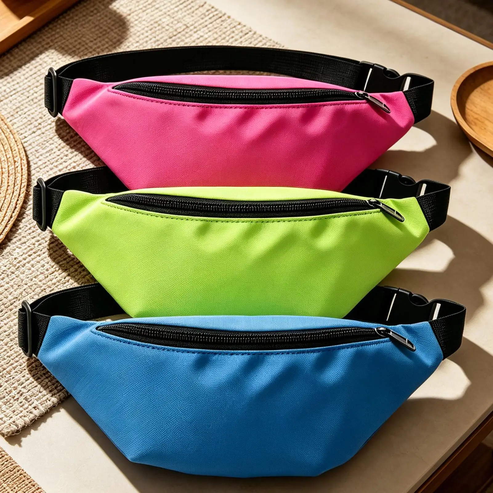 Fanny Pack For Women 3 Piece Waterproof Retro Zipper Belt Purse Neon Color Adjustable Running Fanny Pack For Women Sports Travel