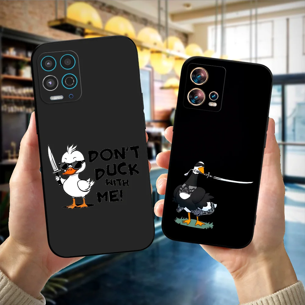 Black Tpu Case For Motorola Moto G52 G32 G82  G42 G60 4G G60S G71 G9 Play Plus Power One 5G Ace Funny Duck