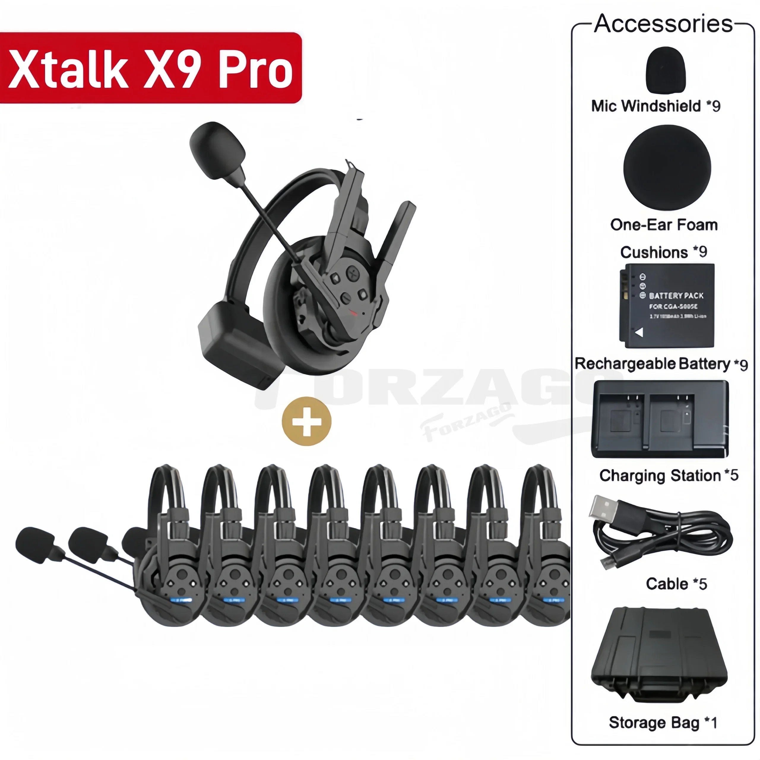 Synco Xtalk Pro X5 X2 X9 2.4G upgrade Full-Duplex Single-Ear Reduction Remote Headset Wireless Intercom System 500m Transmission