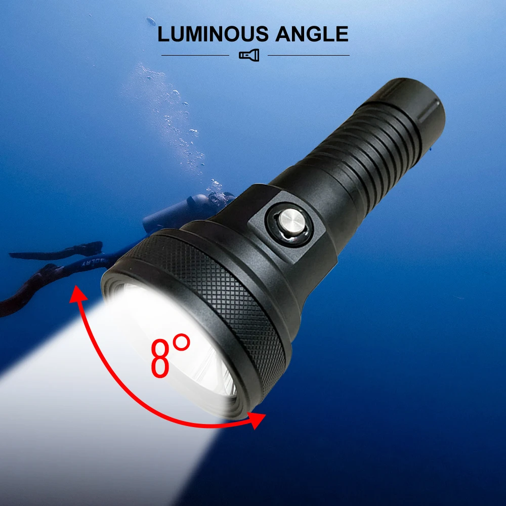 Asafee DT01 150M Underwater Diving Flashlight 5000LM SBT90 LED Powerful Waterproof Dive Torch Professional Scuba Diving Light
