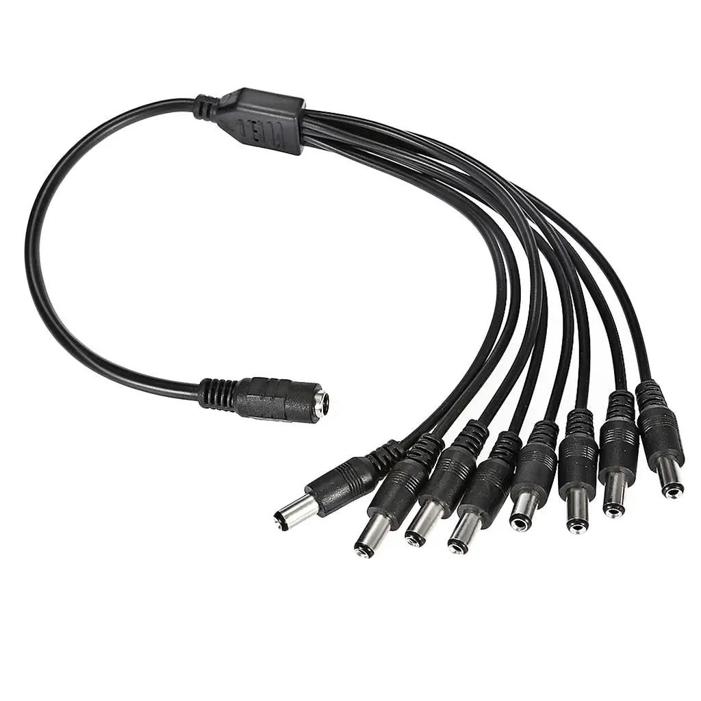 สายเคเบิลอะแดปเตอร์แยก DC ตัวเมียเป็น 8 ตัวผู้สำหรับกล้องแถบ LED