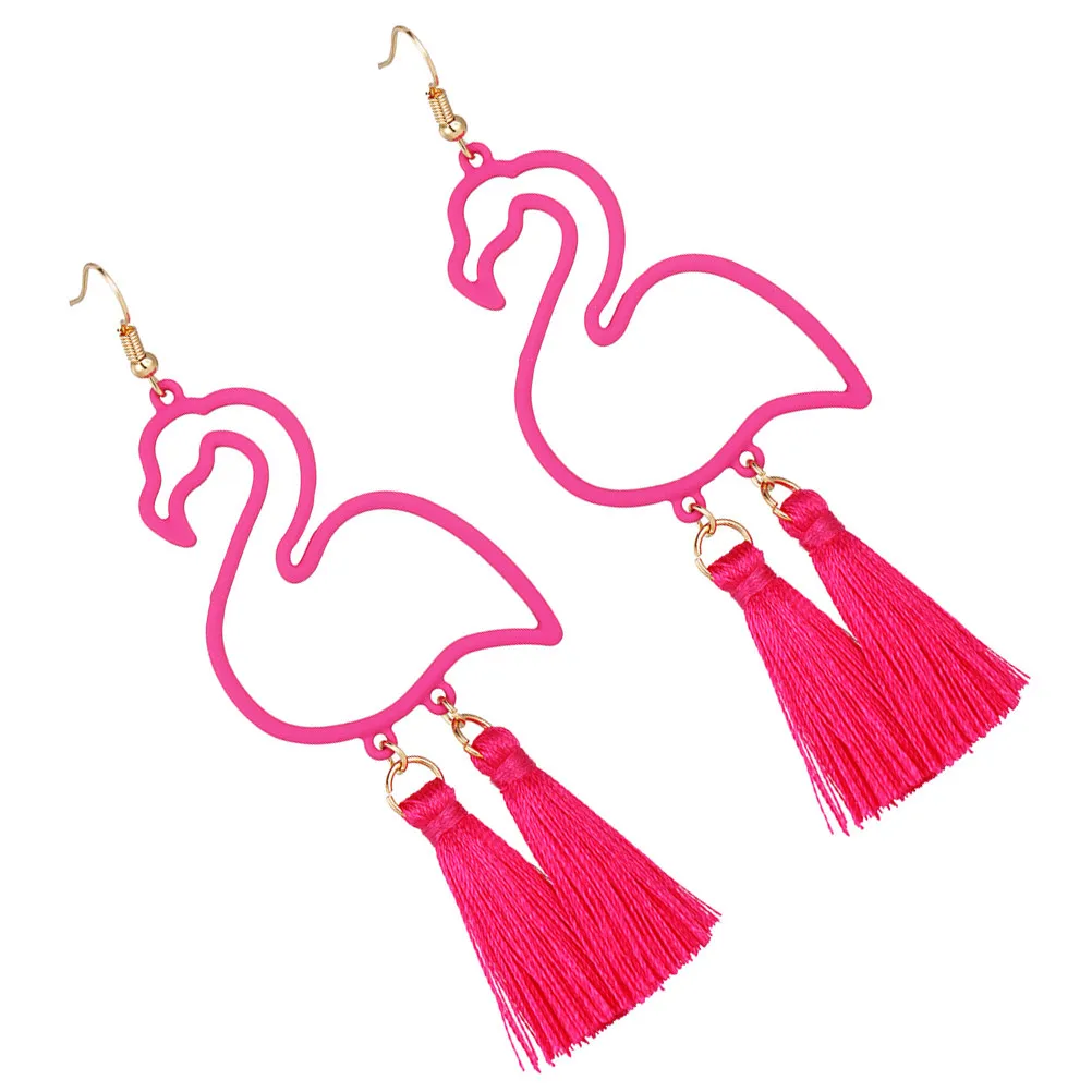 1 par de pendientes con diseño de flamenco, color rosado, elegantes y duraderos, accesorios para las orejas, joyería informal para mujer, ropa de fiesta