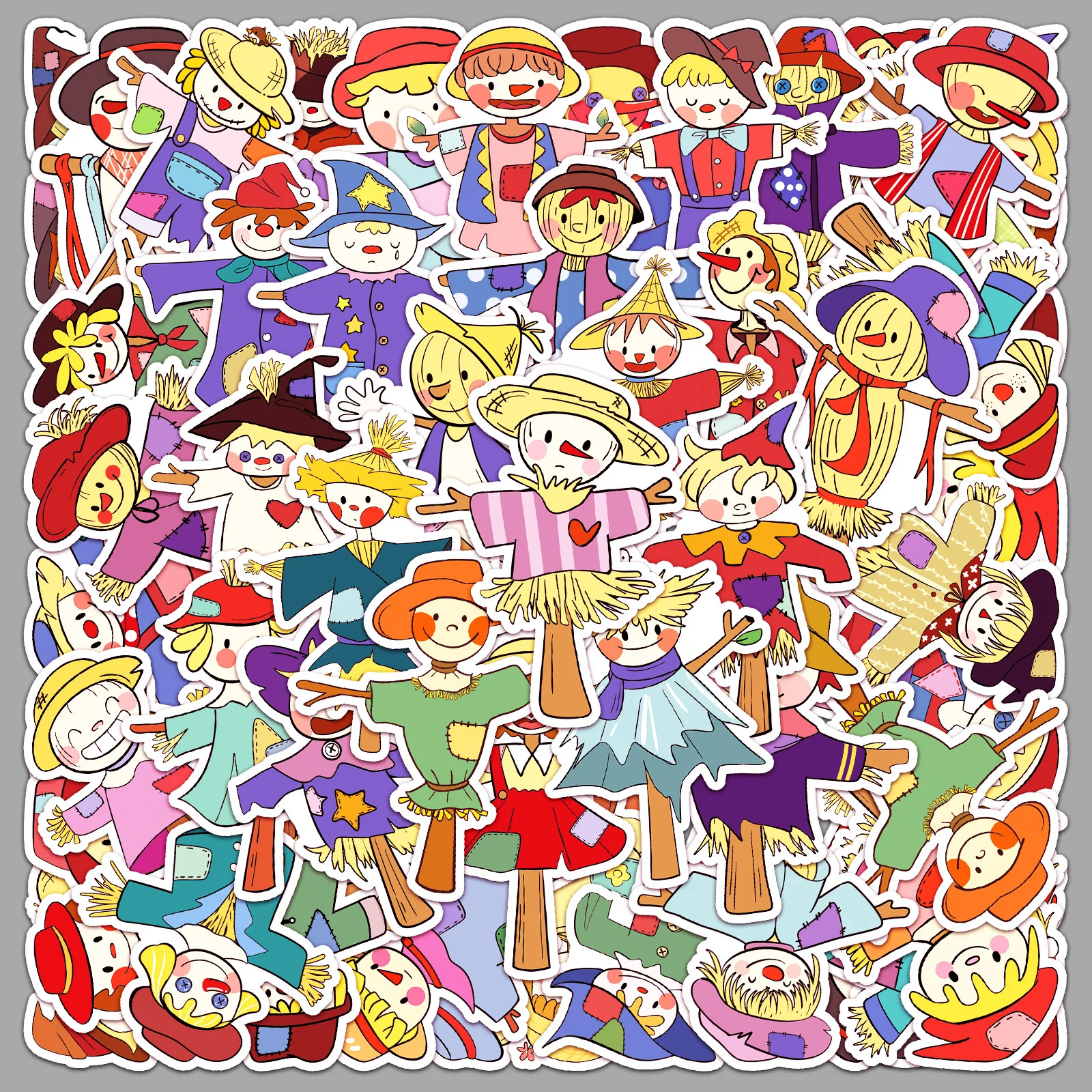 50Pcs Scarecrow Graffiti Stickers Cartoon Cute Hand drawn Decorative Stickers DIY Guitar Phone Laptop Water Cup Skateboard