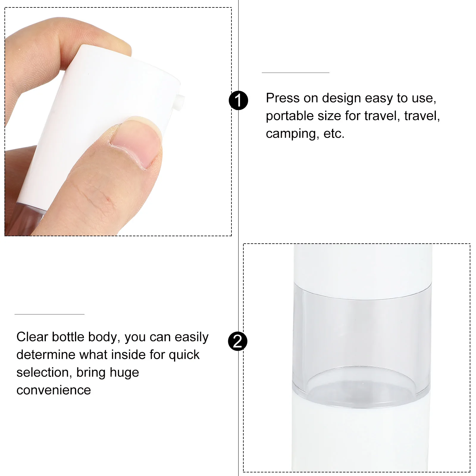 

6 Pcs Travel Squeeze Bottles Clear Plastic Dispenser Toiletries Press Cosmetics Lotion Refillable Skincare Tool Bottle