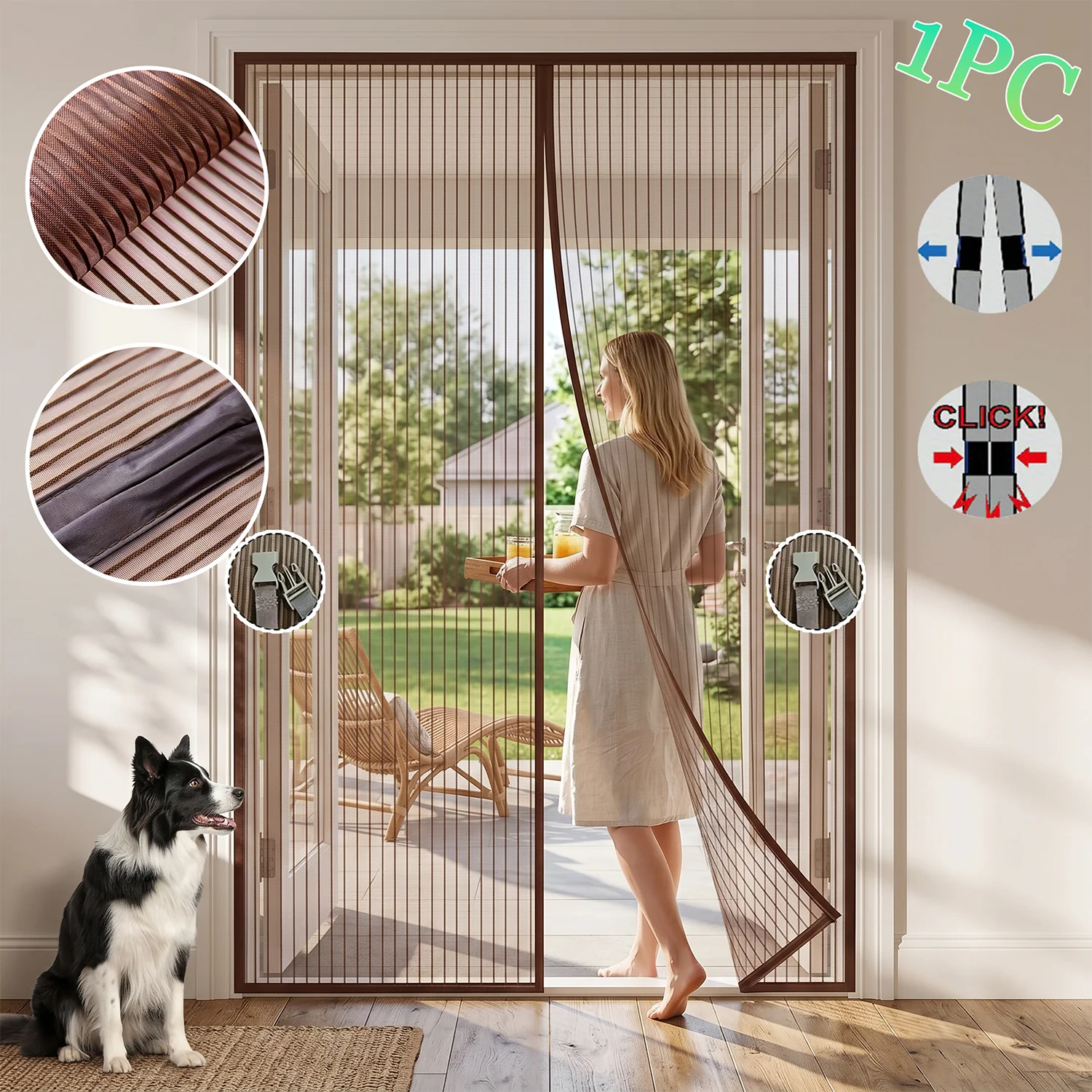Summer‑Use Magnetic Screen Door, Durable Mesh Material, Drill‑Free Mounting, Silent Closure, Insect‑Proof for Home Use.