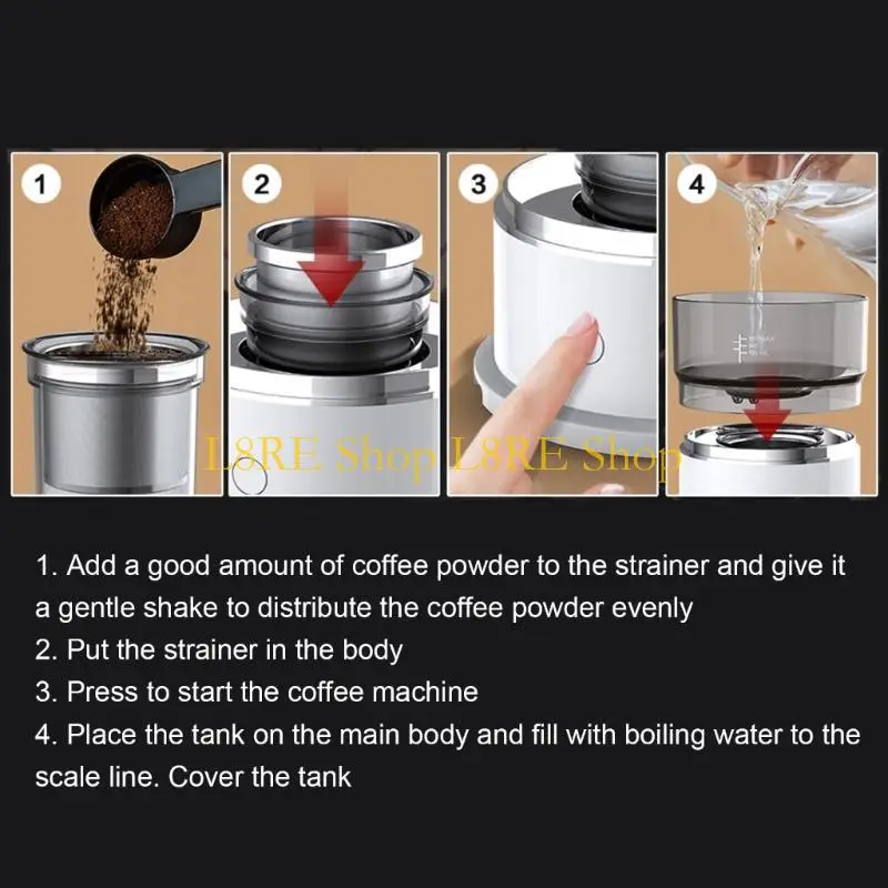 L8RE 편리한 소형 드립 커피 메이커 자동 커피 양조기 집이나 직장에서 쉽게 양조하기에 적합합니다.