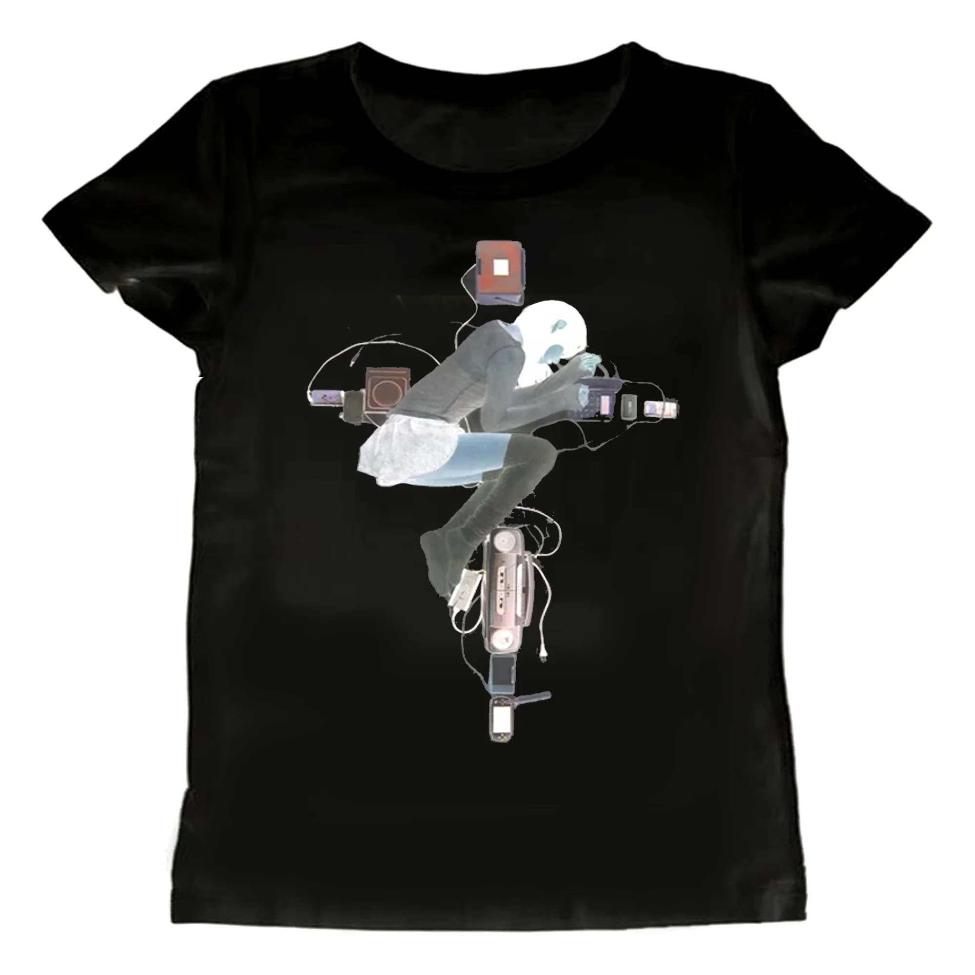 Y2k Anime Streetwear O-neck 90s Text Printing T-shirt Yandere Women Harajuku Clothes Simple Vintage Tee Hot Girl Goth Casual Top