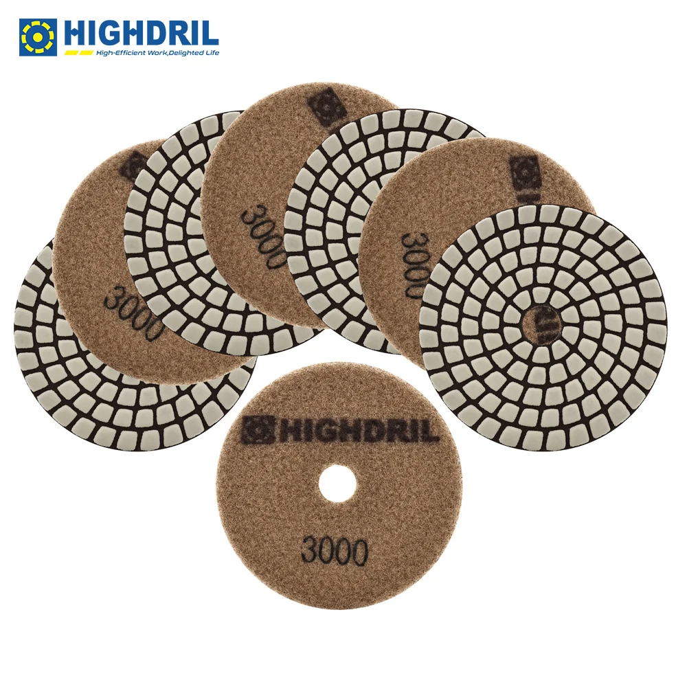 

HIGHDRIL Grit3000 Diamond Dry Polishing Pads Resin Bond Sanding For Marble Stone Granite Disc Grinding Wheel 8pcs/set Dia100mm