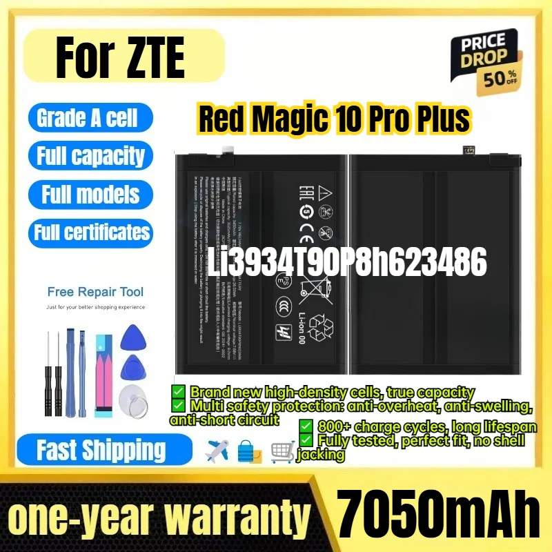 Li3934T90P8h623486 for ZTE Red Magic 10 Pro Plus Phone Battery High Capacity Battery Replacement Bateria Grade A Cell with Tools